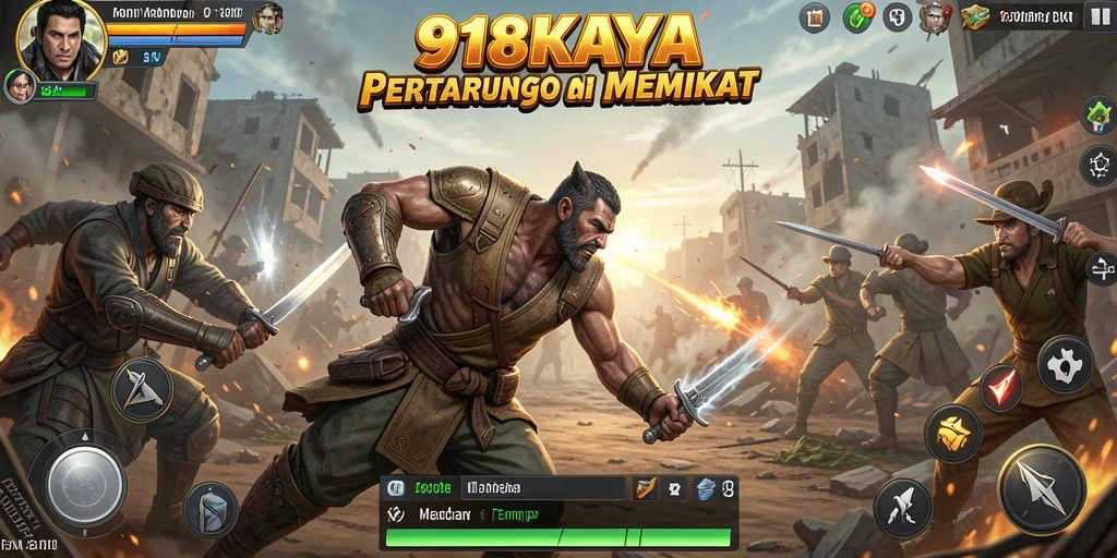Screenshot memperlihatkan baku tembak intens di medan pertempuran 918KAYA.