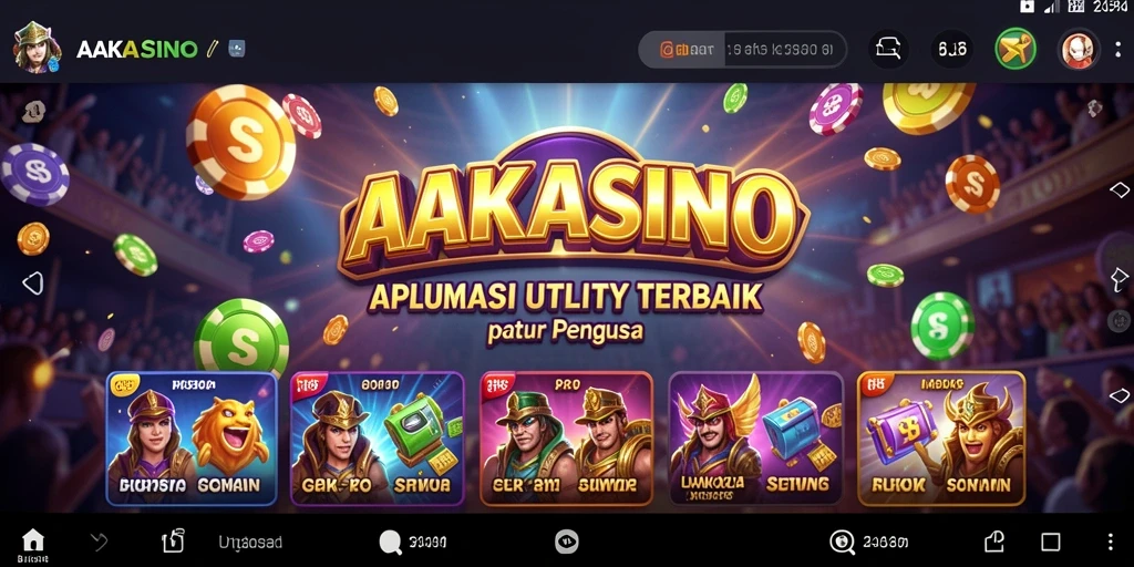 Tampilan screenshot AAKASINO menampilkan dashboard aplikasi Utility yang menarik.