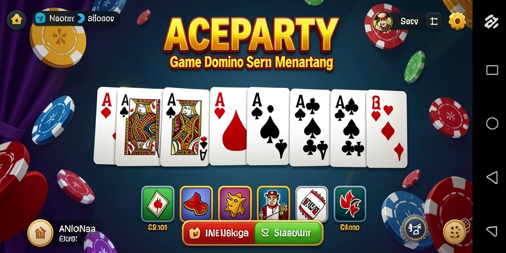 Tangkapan layar gameplay ACEPARTY yang menggambarkan keseruan bermain Domino.