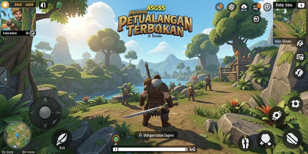 Tangkapan layar gameplay ASG55 yang menampilkan petualangan di dunia terbuka.