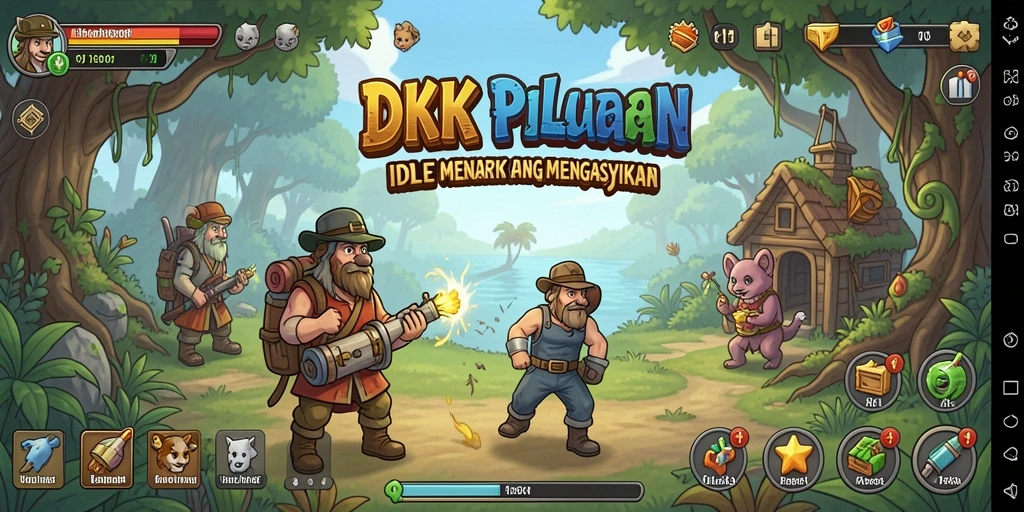 Tampilan gameplay DKK menunjukkan aksi karakter dalam pertempuran Idle.