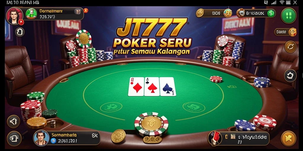 Tampilan gameplay seru dari JT777 yang penuh strategi poker.