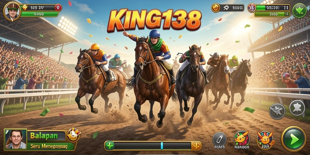 Screenshot utama KING138 menampilkan aksi balapan yang mendebarkan.
