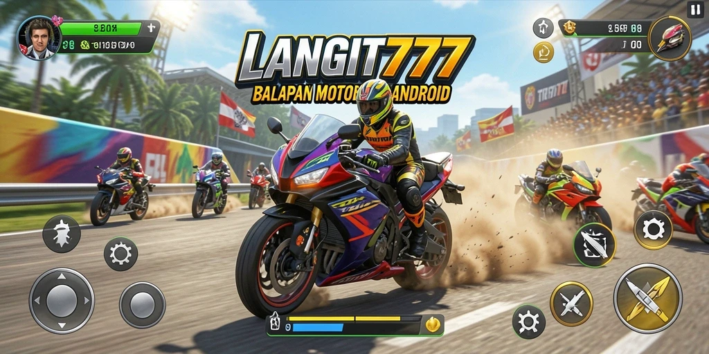 Screenshot menampilkan aksi balapan seru dalam LANGIT777.