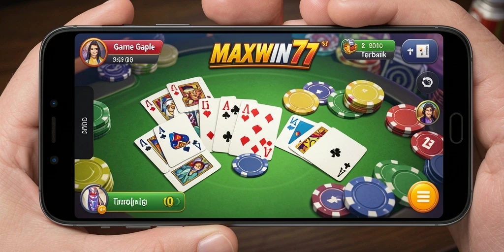 Tampilan gameplay seru di MAXWIN77 saat bermain Gaple.