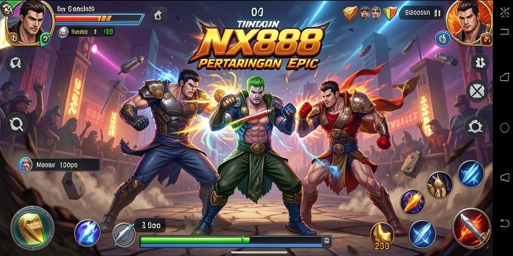 Screenshot gameplay NX888 yang menampilkan pertarungan seru.