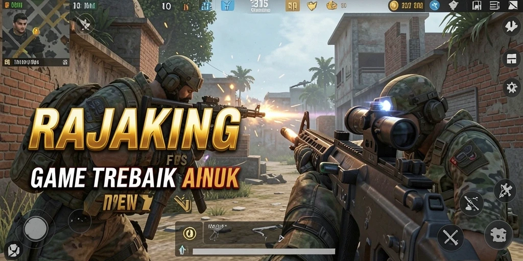 Gameplay mendebarkan dalam RAJAKING dengan aksi tembak-menembak intens.